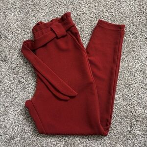 Chic Burgundy Straight Leg Women's Pants